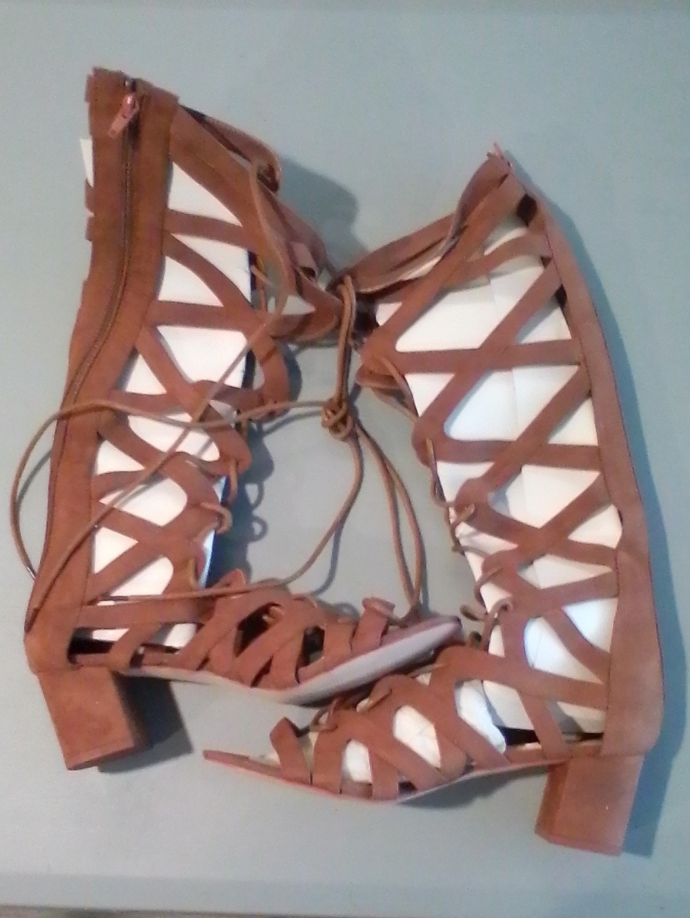 JustFab Brown Lace-Up Gladiator Boots